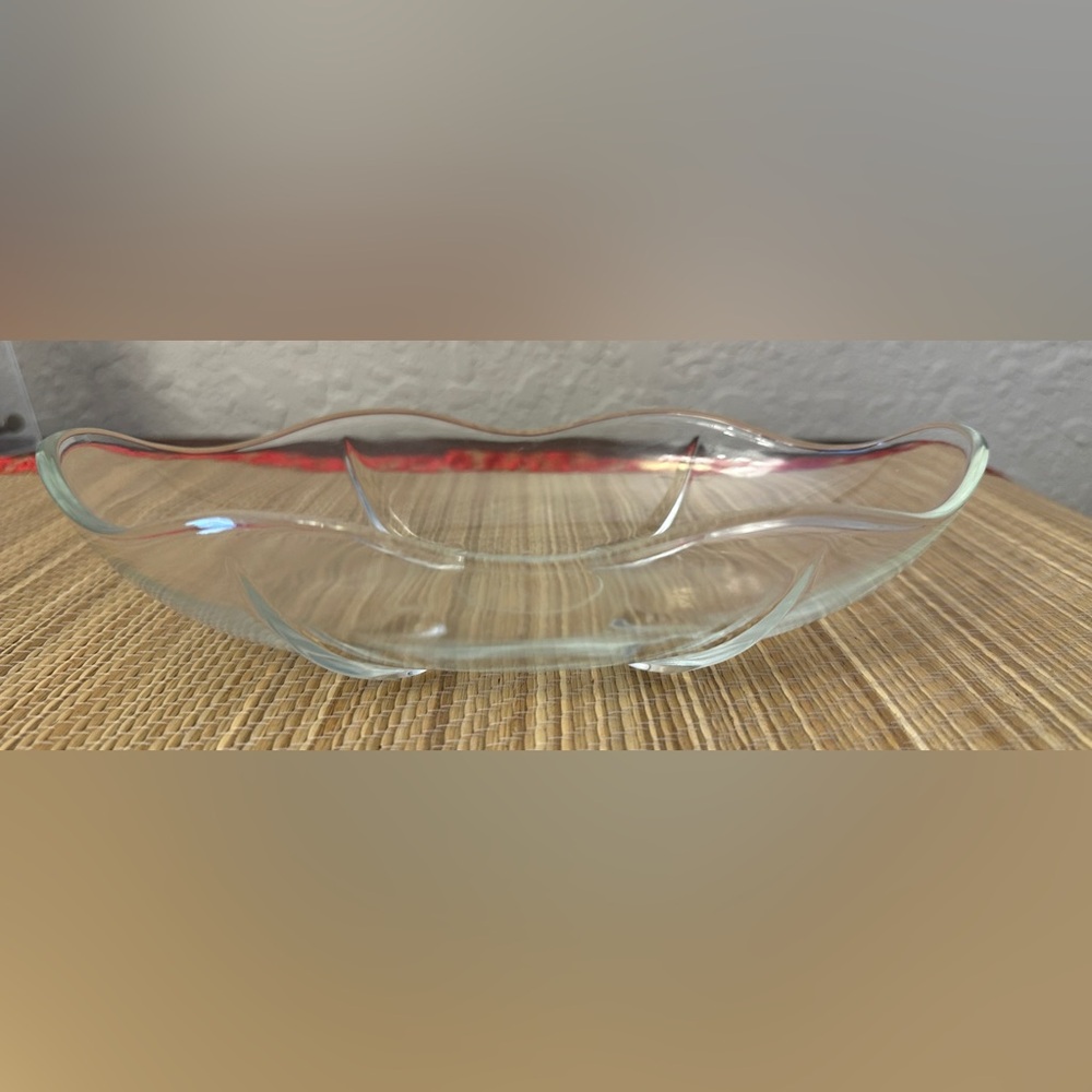 ANCHOR HOCKING Oval Footed Glass Dish 9" Vintage